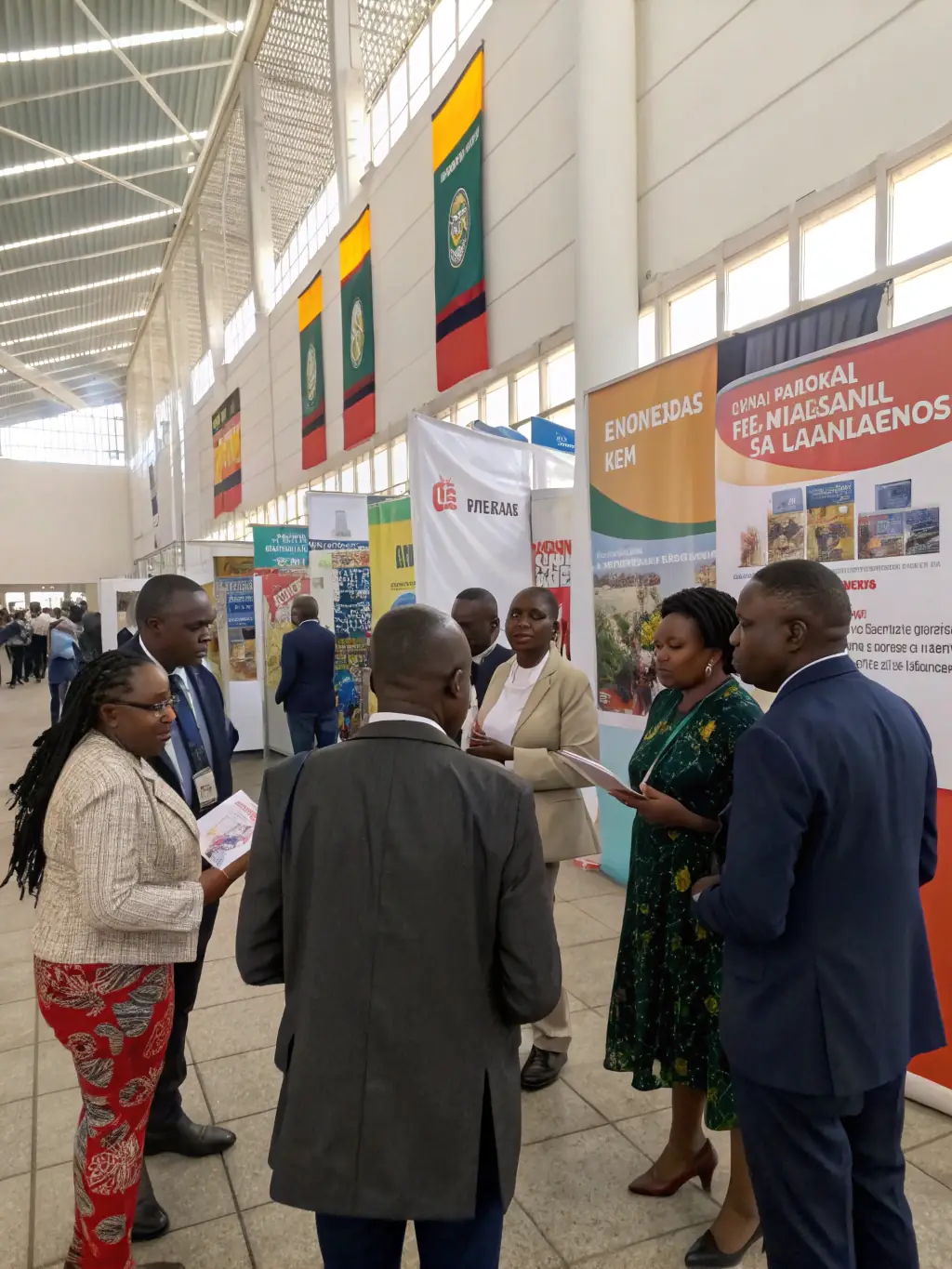 A photo of the exhibition hall at the Fintech Innovation Expo in Durban, South Africa, in November 2022, showcasing various fintech solutions and startups.